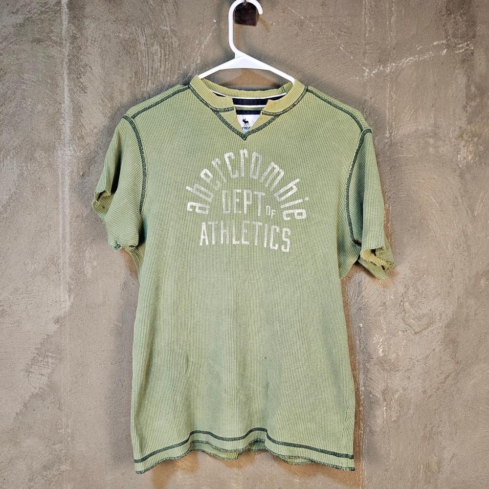 VTG‎ Y2K Abercrombie Kids Waffle Knit Thermal Boys XL Distressed Raw Hem Grunge